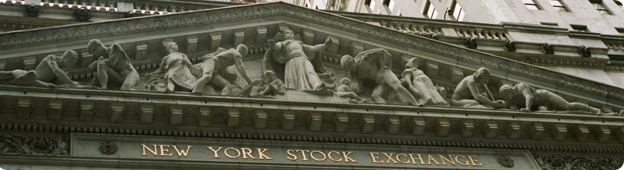 The New York Stock Exchange facade and pediment sculpture.